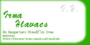 irma hlavacs business card